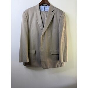 J. Ferrar Tan Pinstripe Mens Suit Jacket 46R  Pants‎ 40x29.5